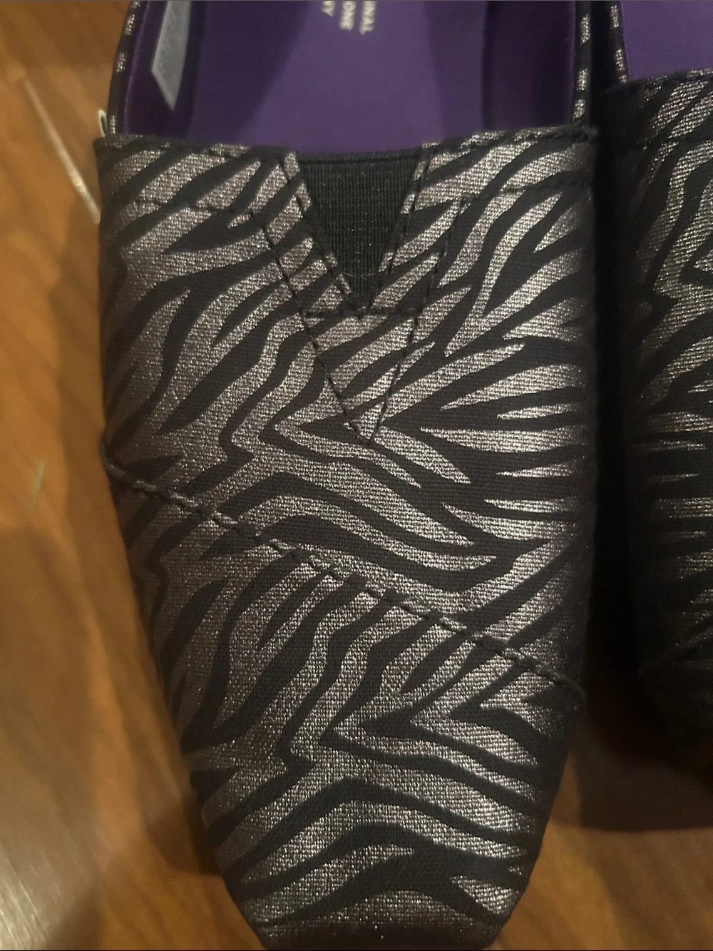 TOMS Black Zebra-Print Slip-On Loafers 8.5